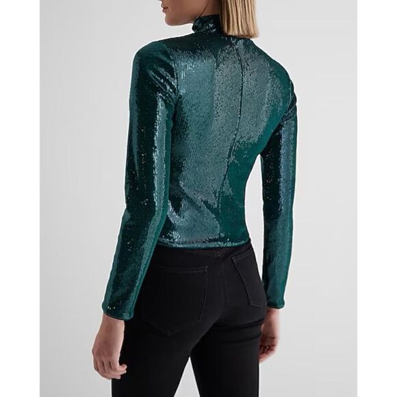 Express Sequin Long Sleeve Top NEW - Picture 3 of 10